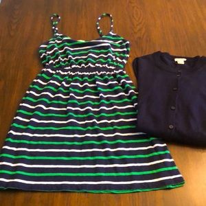J Crew Stripes dress and Cardigan Bundle